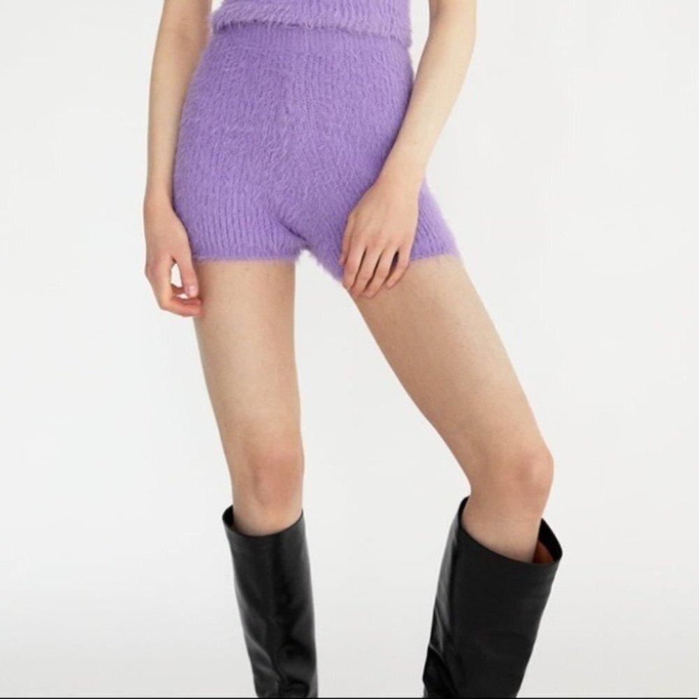 Zara Purple Soft Feel High Waist Shorts small Elastic waistband weaved fabric